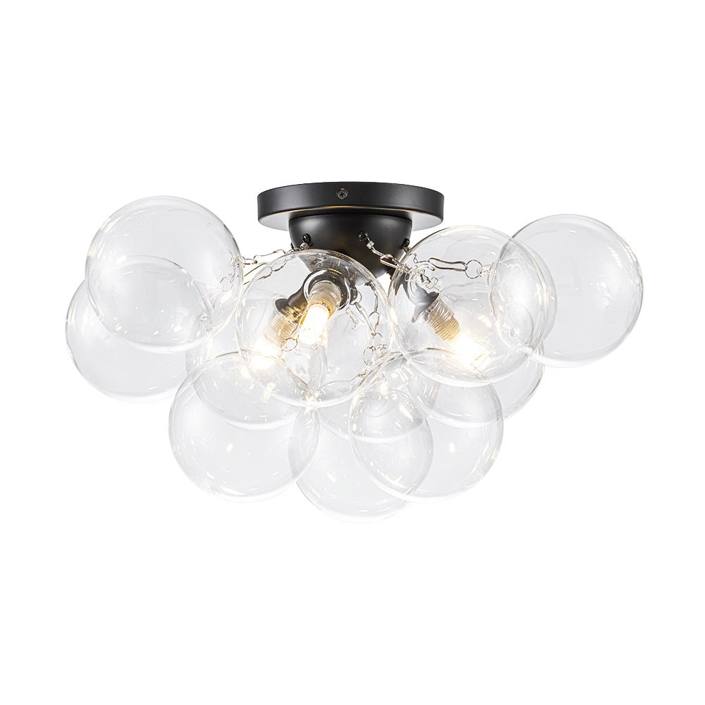 Moderno Plafoniera Cluster a 3 Luci in Vetro Trasparente a Bolle