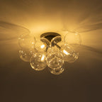 Moderno Plafoniera Cluster a 3 Luci in Vetro Trasparente a Bolle