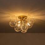 Moderno Plafoniera Cluster a 3 Luci in Vetro Trasparente a Bolle