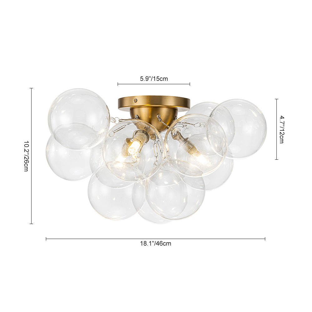 Moderno Plafoniera Cluster a 3 Luci in Vetro Trasparente a Bolle