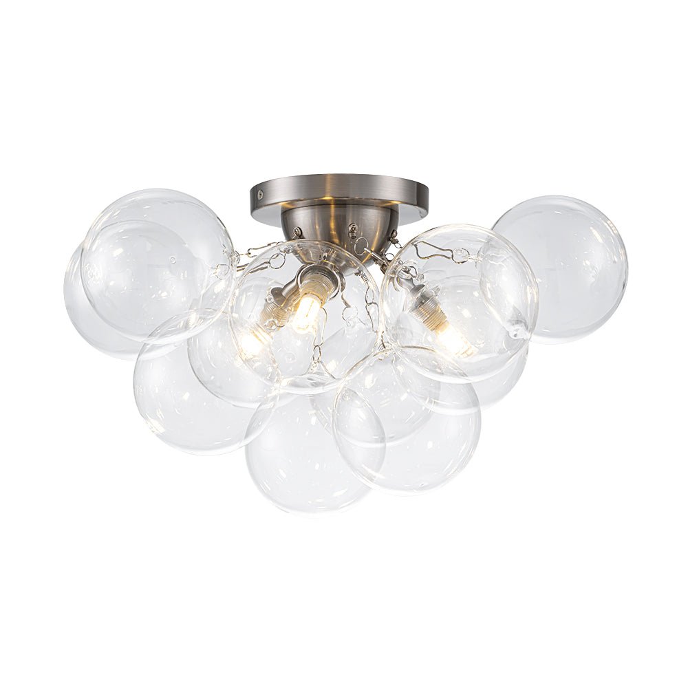 Moderno Plafoniera Cluster a 3 Luci in Vetro Trasparente a Bolle