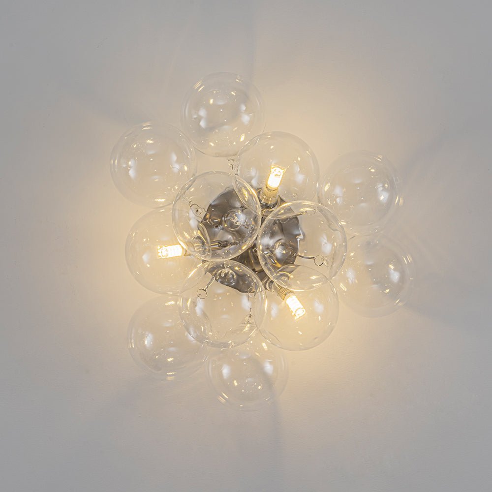 Moderno Plafoniera Cluster a 3 Luci in Vetro Trasparente a Bolle