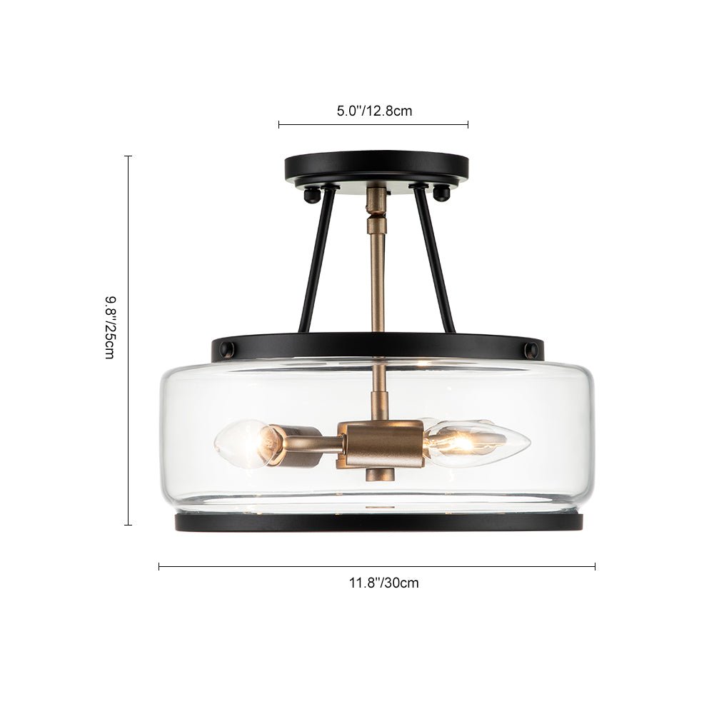 Moderno Lampadario Semifluido a 3 Luci in Vetro