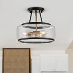 Moderno Lampadario Semifluido a 3 Luci in Vetro