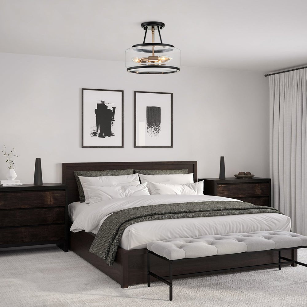 Moderno Lampadario Semifluido a 3 Luci in Vetro