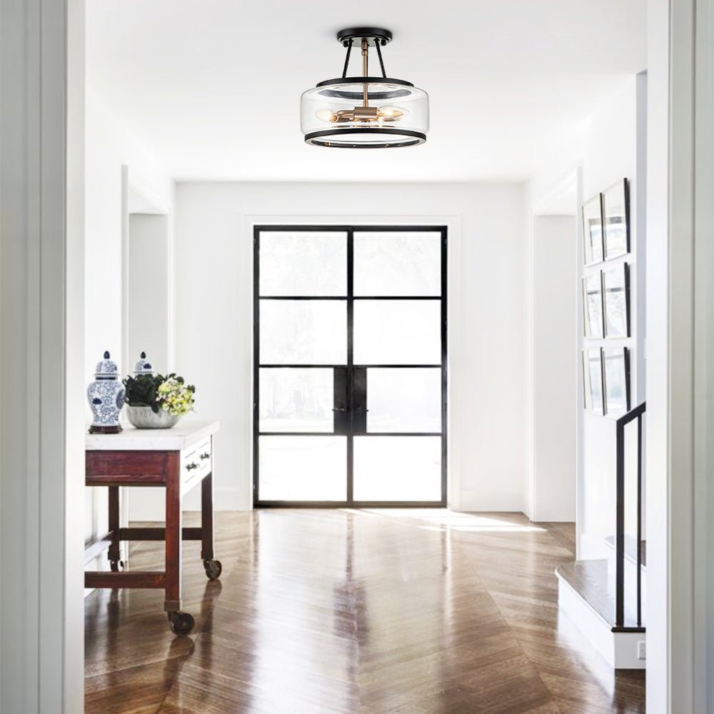 Moderno Lampadario Semifluido a 3 Luci in Vetro