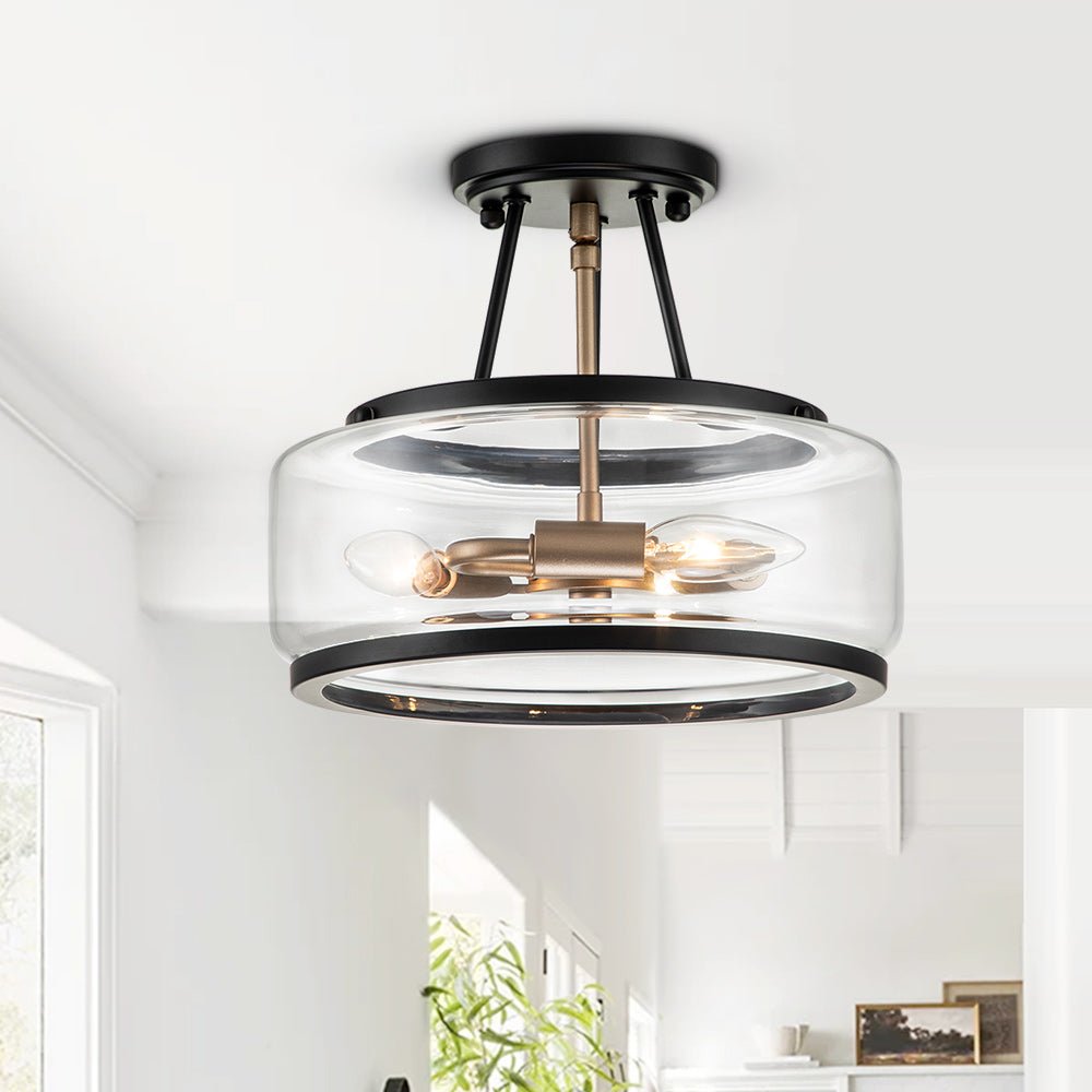 Moderno Lampadario Semifluido a 3 Luci in Vetro