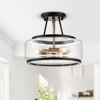 Moderno Lampadario Semifluido a 3 Luci in Vetro