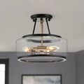 Moderno Lampadario Semifluido a 3 Luci in Vetro