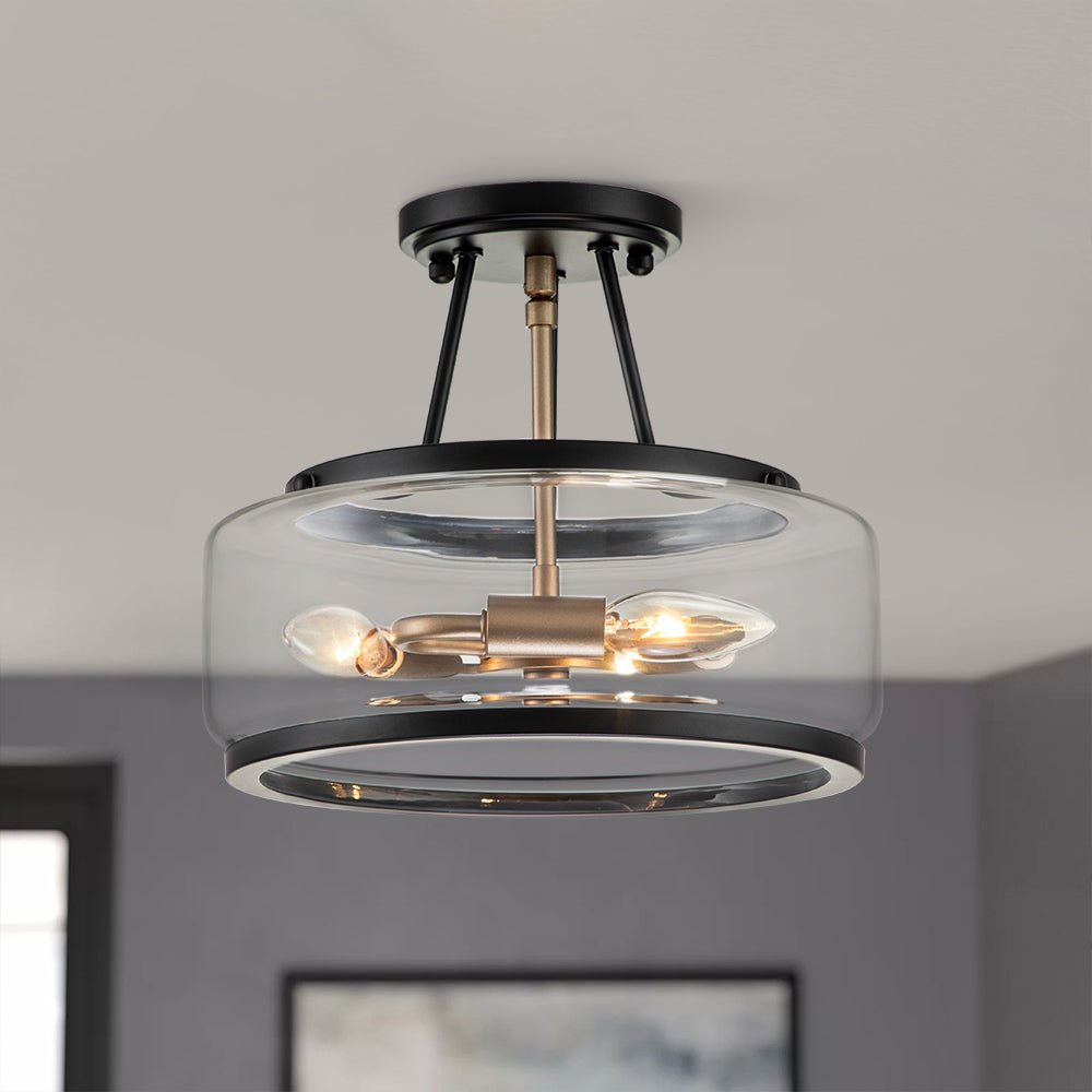 Moderno Lampadario Semifluido a 3 Luci in Vetro