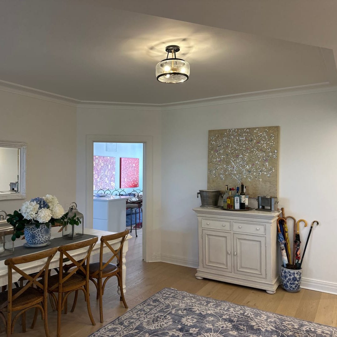 Moderno Lampadario Semifluido a 3 Luci in Vetro