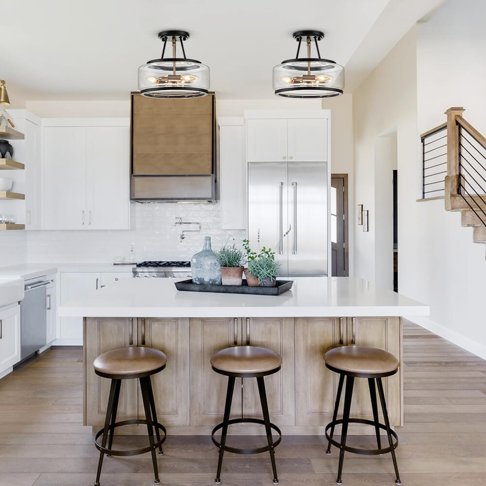 Moderno Lampadario Semifluido a 3 Luci in Vetro