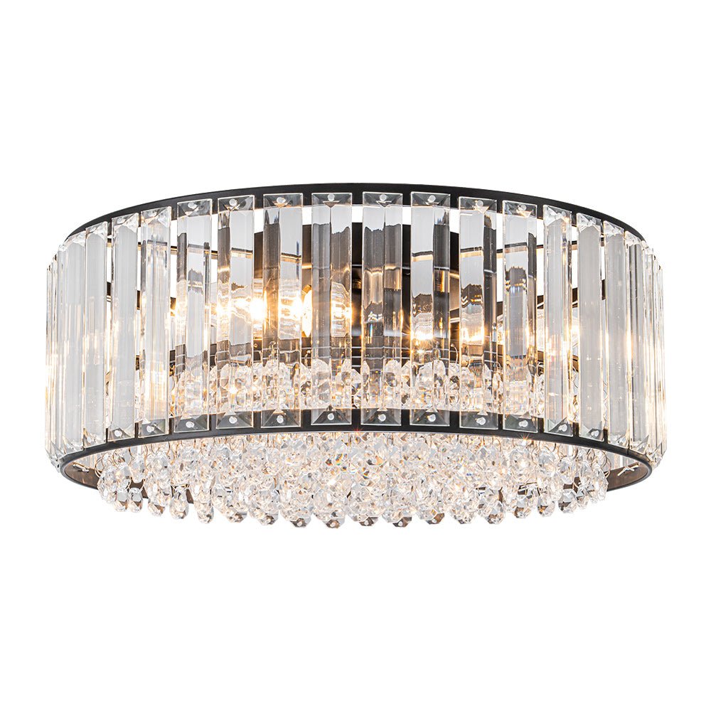 Moderno Lampadario Rotondo a Drumm di Cristallo con 3 Luci