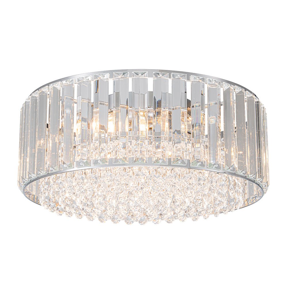 Moderno Lampadario Rotondo a Drumm di Cristallo con 3 Luci
