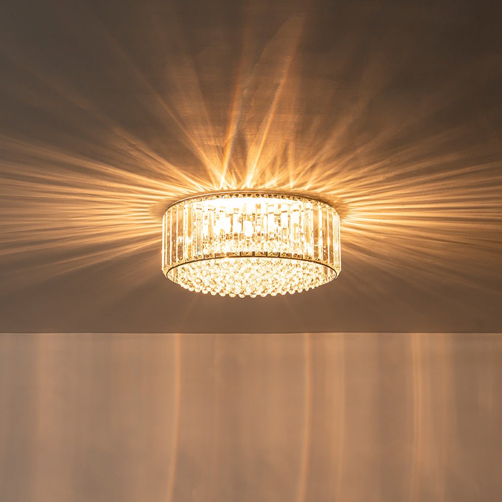 Moderno Lampadario Rotondo a Drumm di Cristallo con 3 Luci