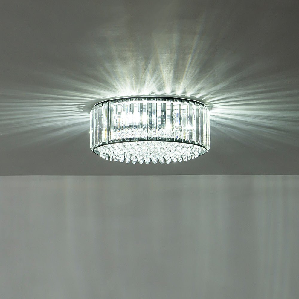 Moderno Lampadario Rotondo a Drumm di Cristallo con 3 Luci