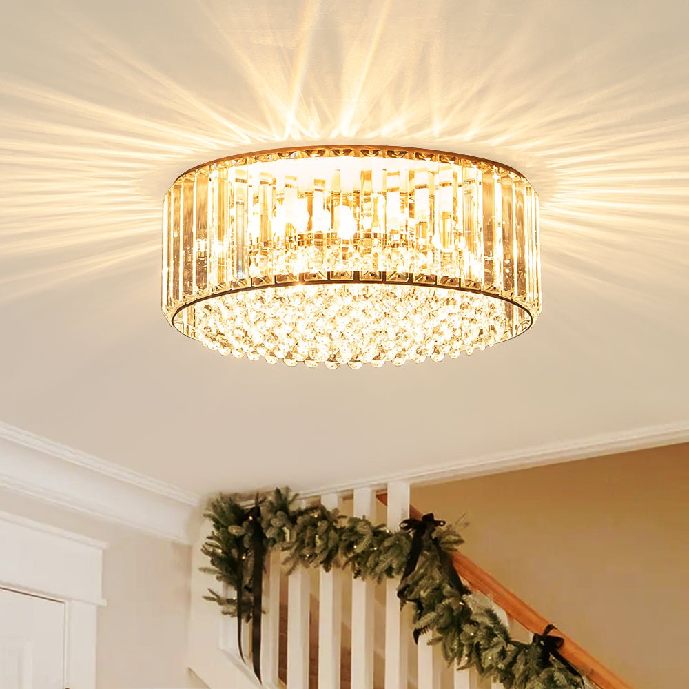Moderno Lampadario Rotondo a Drumm di Cristallo con 3 Luci