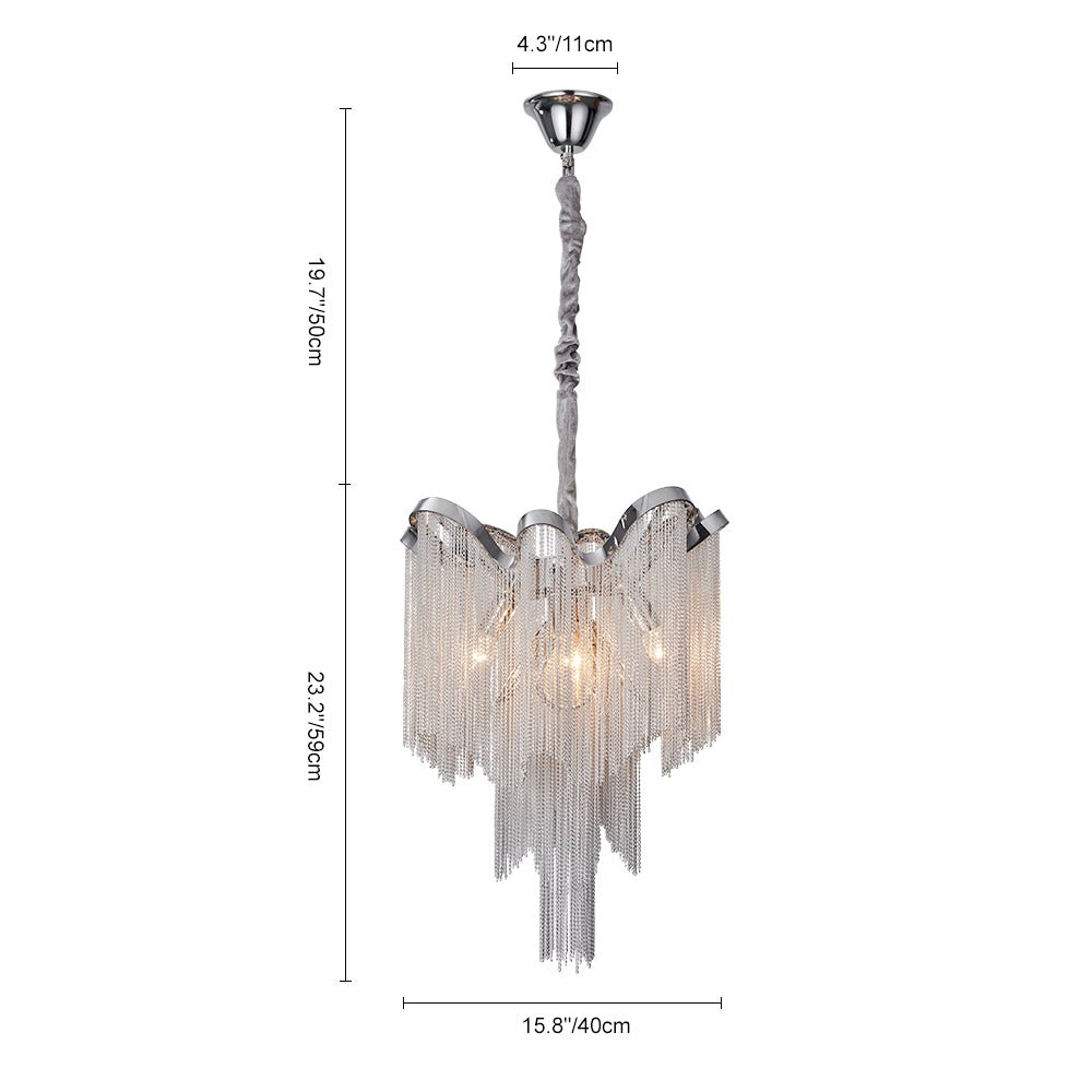 Moderno Lampadario a Catena con Frange a 4 Luci