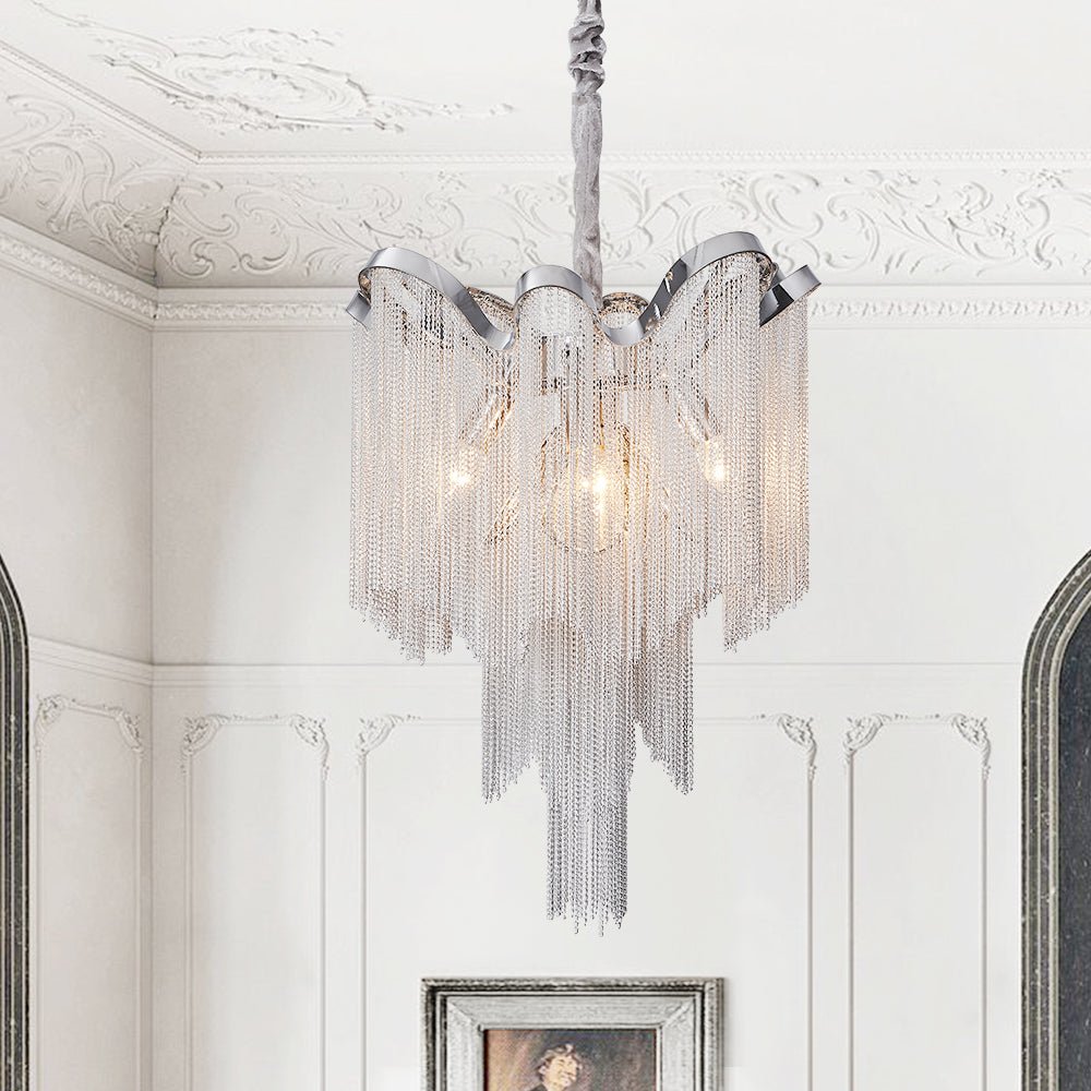 Moderno Lampadario a Catena con Frange a 4 Luci
