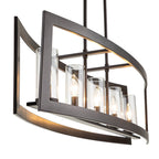 Lampadario Moderno a 5 Luci per Isola Cucina Rettangolare con Paralumi in Vetro