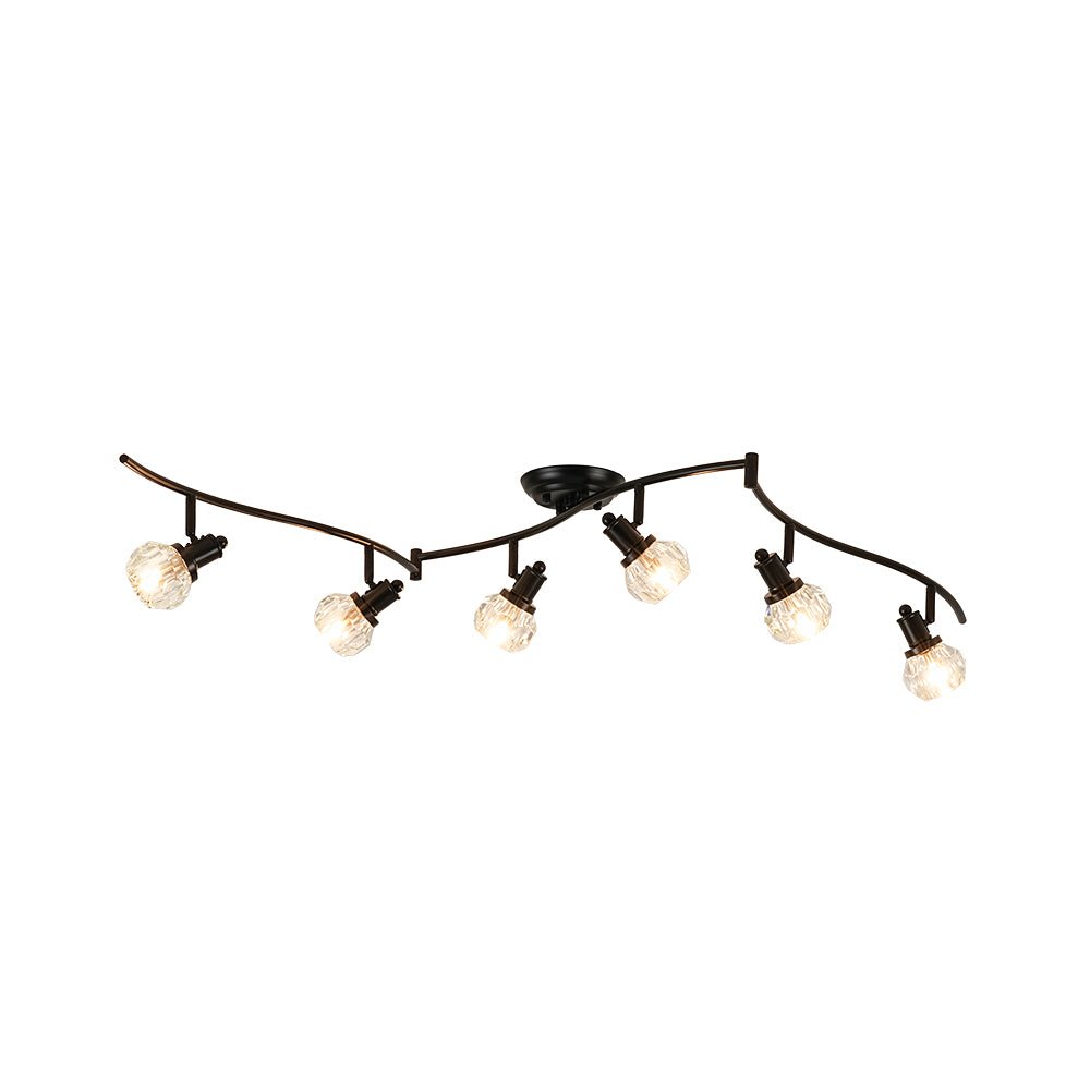 Moderna Lampada da Soffitto a Spot con 6 Luci e Accenti in Cristallo con Teste Rotabili