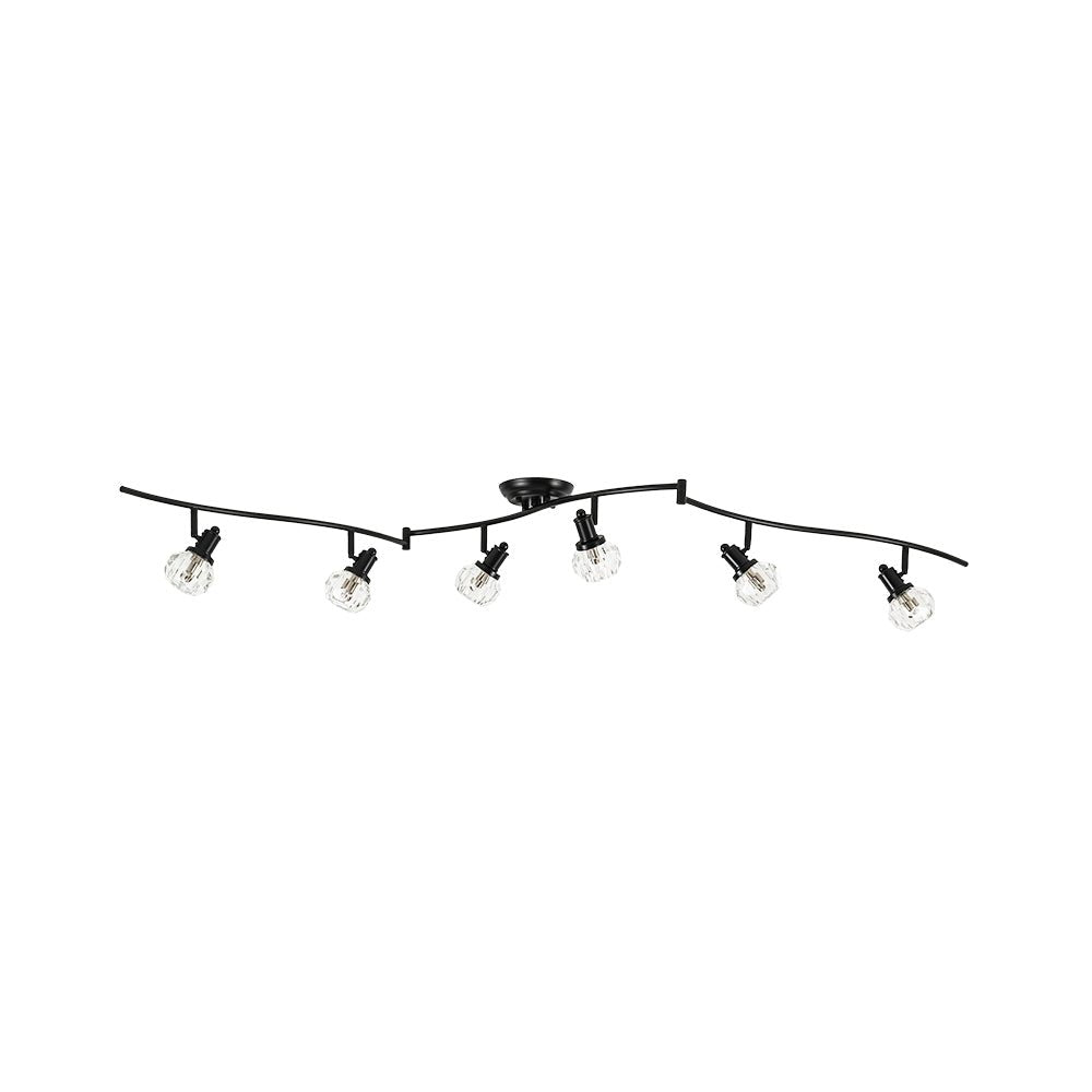 Moderna Lampada da Soffitto a Spot con 6 Luci e Accenti in Cristallo con Teste Rotabili