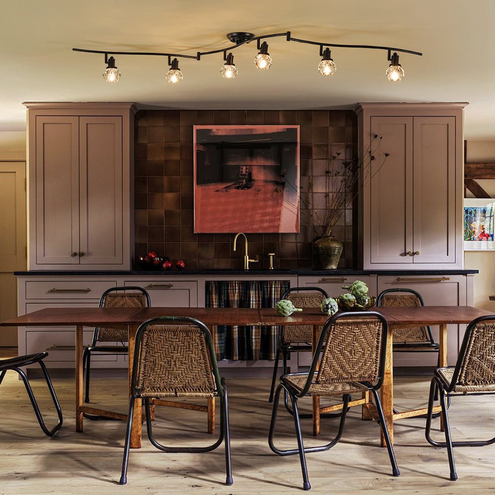 Moderna Lampada da Soffitto a Spot con 6 Luci e Accenti in Cristallo con Teste Rotabili
