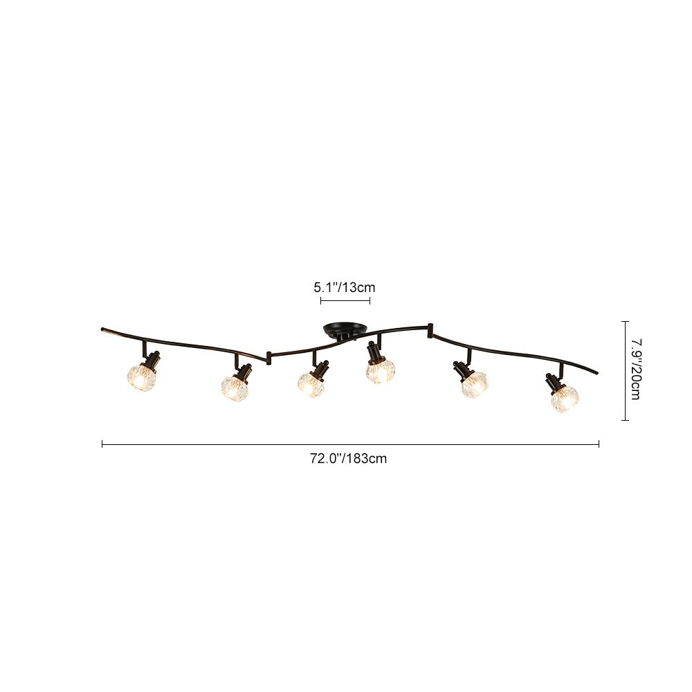 Moderna Lampada da Soffitto a Spot con 6 Luci e Accenti in Cristallo con Teste Rotabili