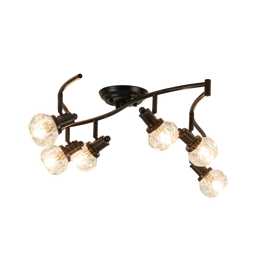 Moderna Lampada da Soffitto a Spot con 6 Luci e Accenti in Cristallo con Teste Rotabili
