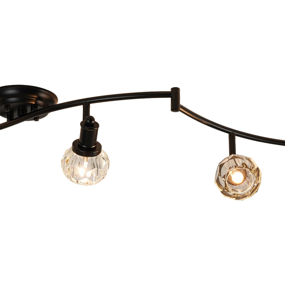 Moderna Lampada da Soffitto a Spot con 6 Luci e Accenti in Cristallo con Teste Rotabili