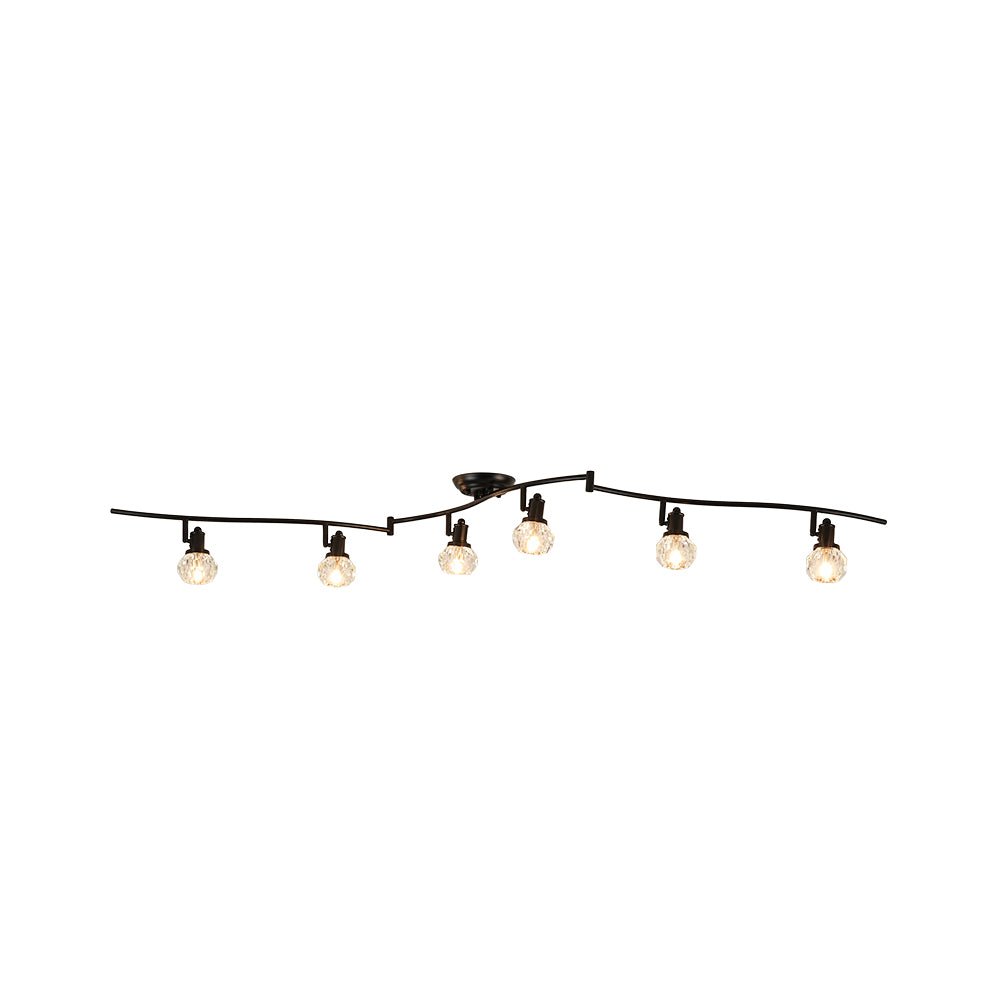 Moderna Lampada da Soffitto a Spot con 6 Luci e Accenti in Cristallo con Teste Rotabili