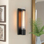 Applique da bagno moderna in vetro cilindrico fluted con 1 luce