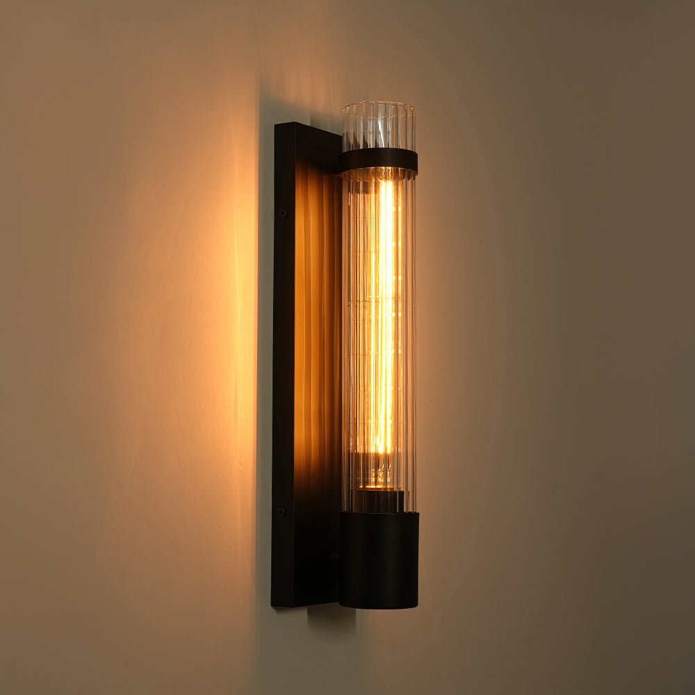 Applique da bagno moderna in vetro cilindrico fluted con 1 luce