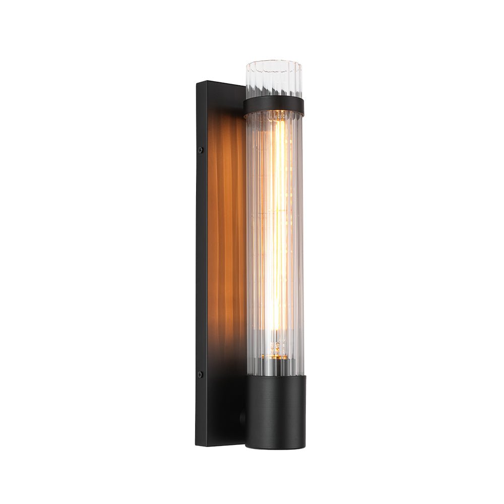 Applique da bagno moderna in vetro cilindrico fluted con 1 luce