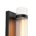 Applique da bagno moderna in vetro cilindrico fluted con 1 luce