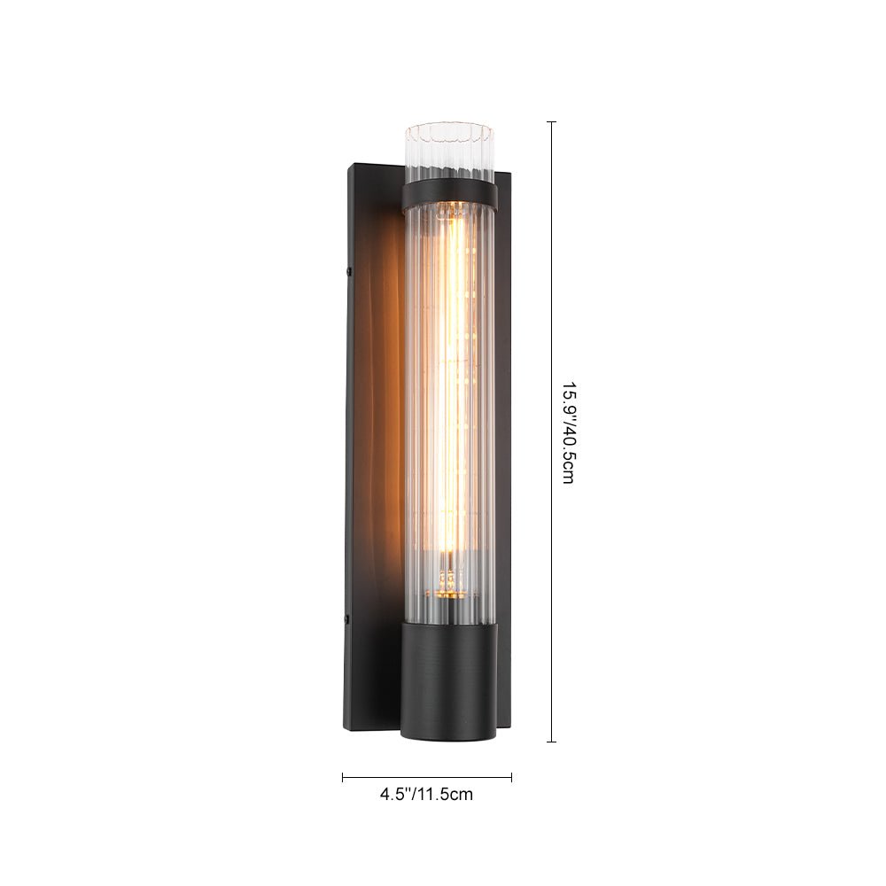 Applique da bagno moderna in vetro cilindrico fluted con 1 luce