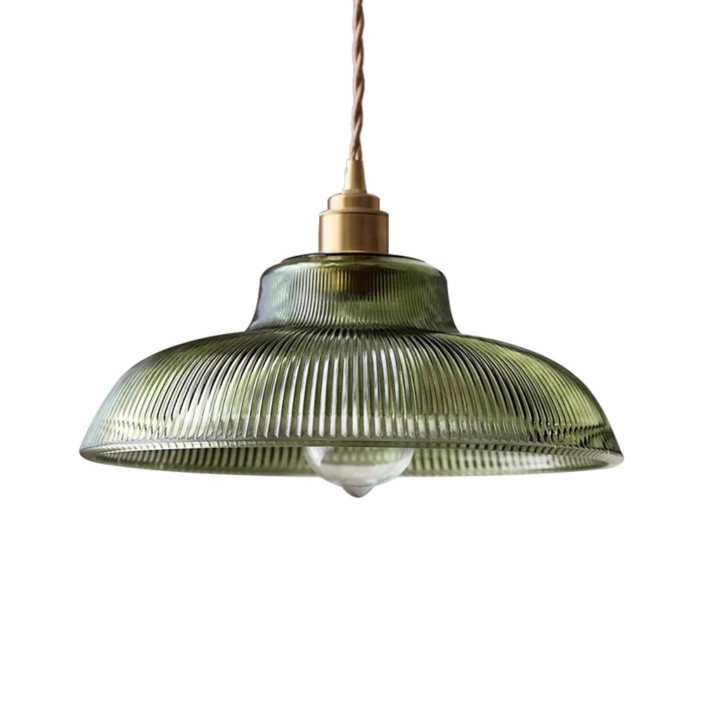 Lampada a sospensione in vetro a forma di cupola a coste, moderna, con 1 luce