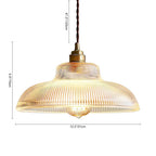 Lampada a sospensione in vetro a forma di cupola a coste, moderna, con 1 luce