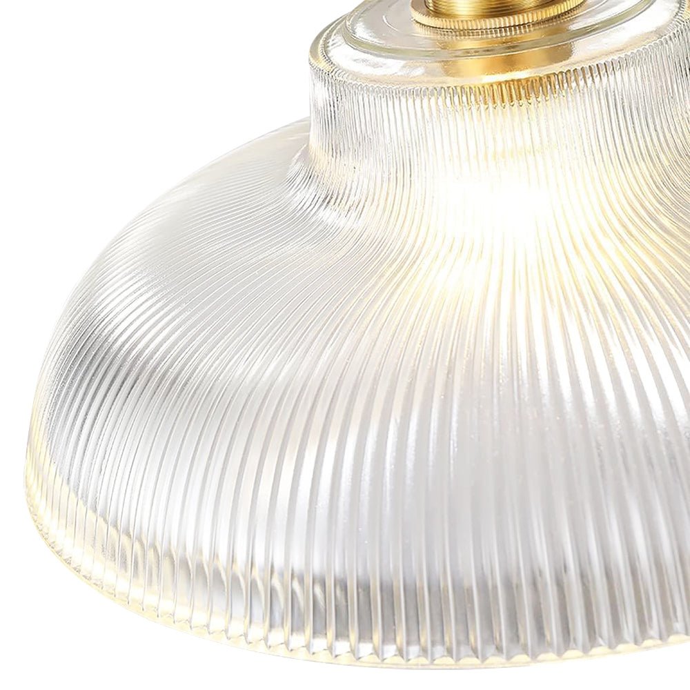 Lampada a sospensione in vetro a forma di cupola a coste, moderna, con 1 luce
