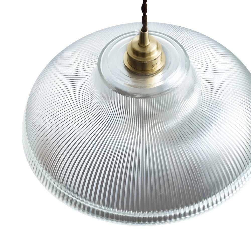 Lampada a sospensione in vetro a forma di cupola a coste, moderna, con 1 luce