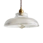 Lampada a sospensione in vetro a forma di cupola a coste, moderna, con 1 luce