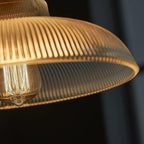 Lampada a sospensione in vetro a forma di cupola a coste, moderna, con 1 luce