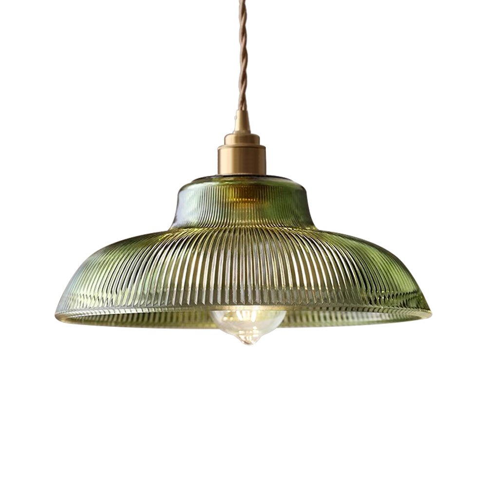 Lampada a sospensione in vetro a forma di cupola a coste, moderna, con 1 luce