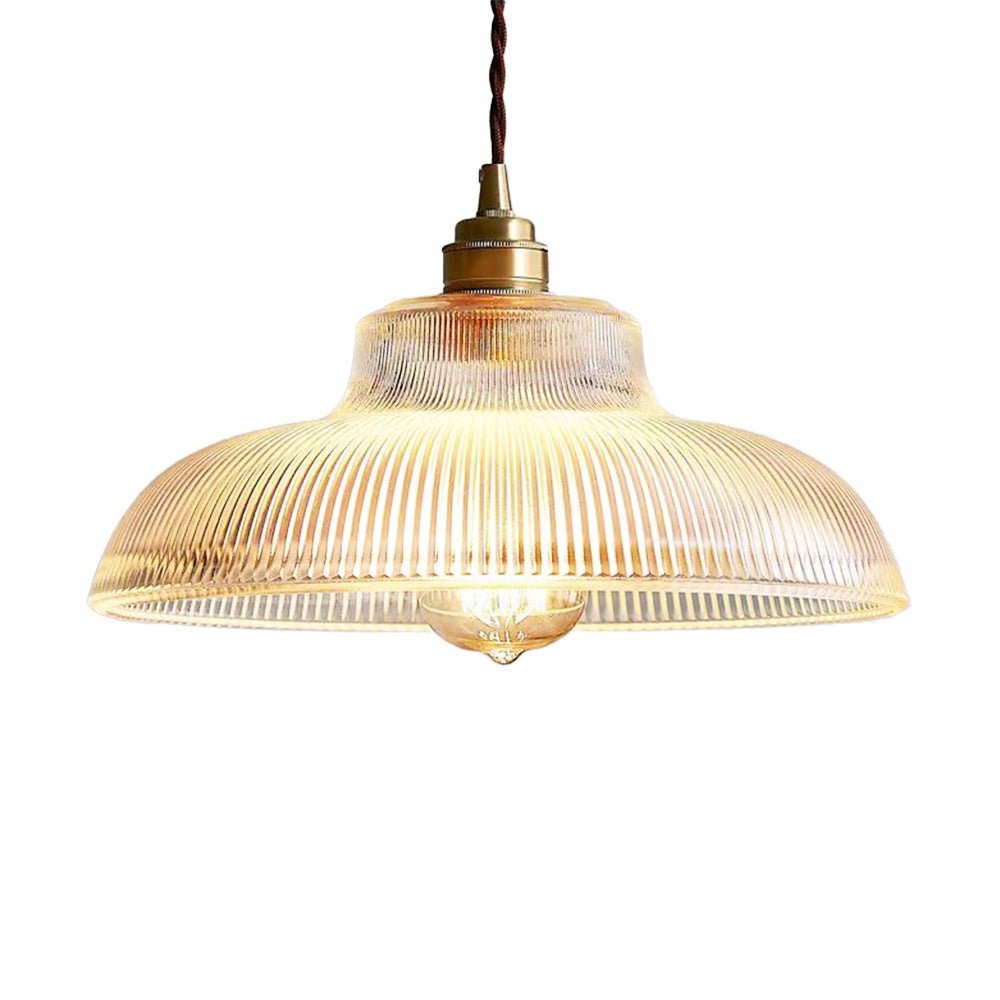 Lampada a sospensione in vetro a forma di cupola a coste, moderna, con 1 luce