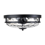 Luce da soffitto rotonda a 2 luci con paralume in vetro martellato in stile fattoria moderna