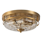 Luce da soffitto rotonda a 2 luci con paralume in vetro martellato in stile fattoria moderna