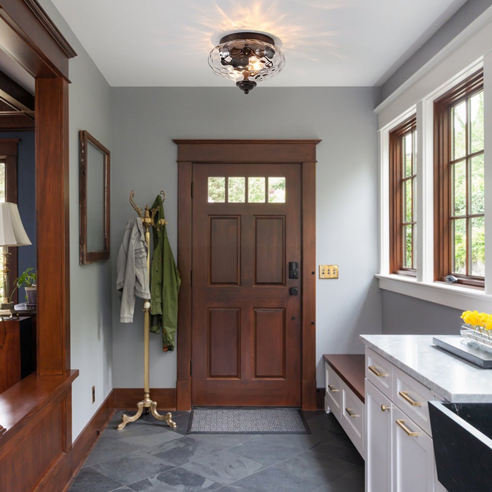 Modern Farmhouse 2-Luce Vetro Acqua Flush Mount