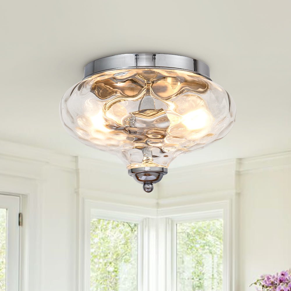 Modern Farmhouse 2-Luce Vetro Acqua Flush Mount