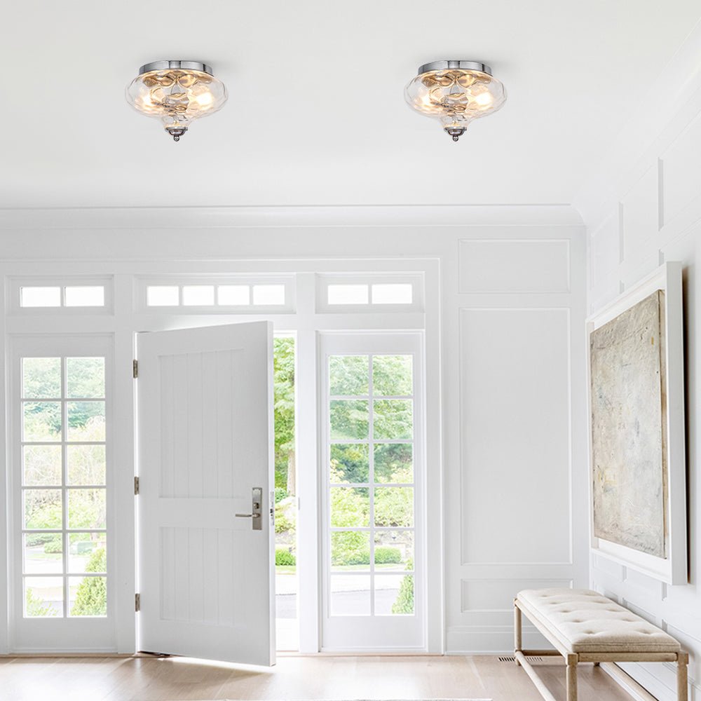 Modern Farmhouse 2-Luce Vetro Acqua Flush Mount