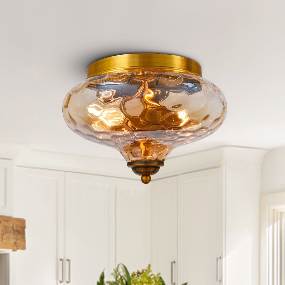 Modern Farmhouse 2-Luce Vetro Acqua Flush Mount